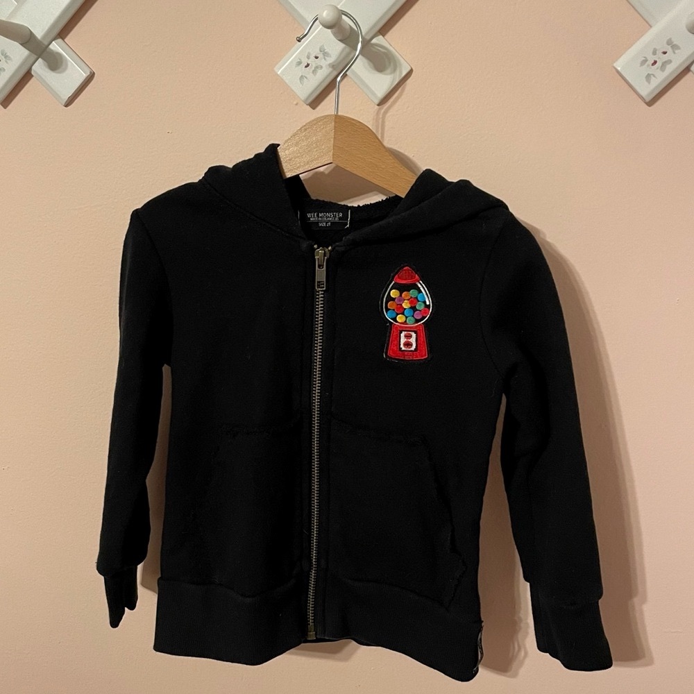 Wee Monster Zip Up Hoodie Black Gum Ball Machine unisex made in Los Angeles 2T